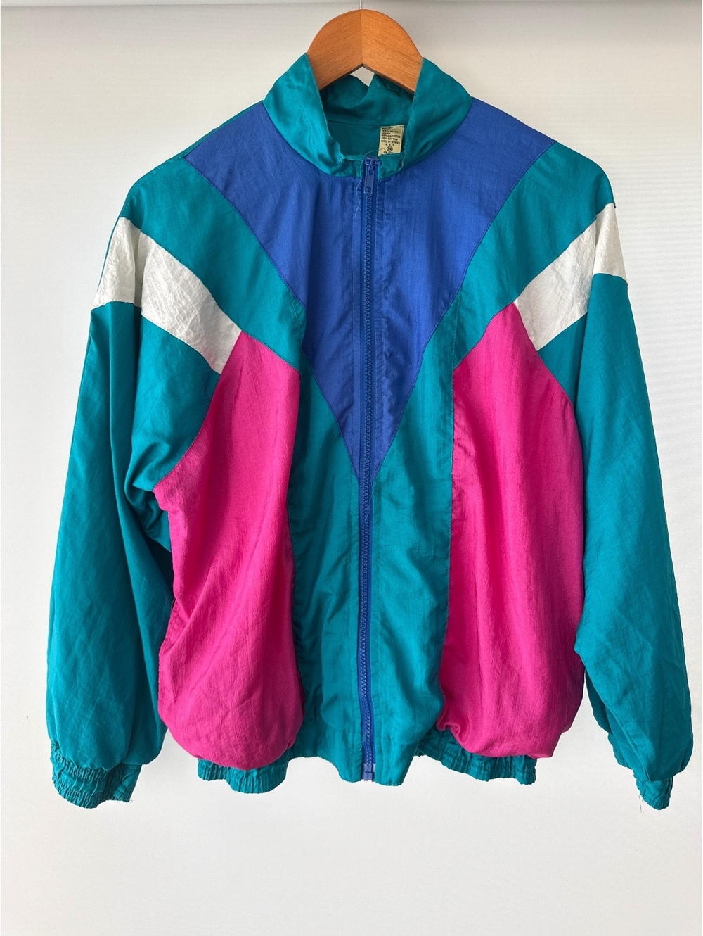 Bill Blass Petites Vintage Colorblock Nylon Windbreaker Jacket PM